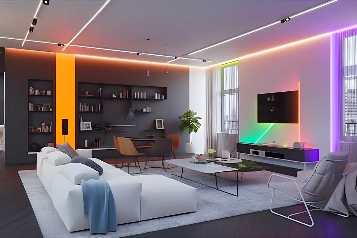 illuminazione in un soggiorno moderno