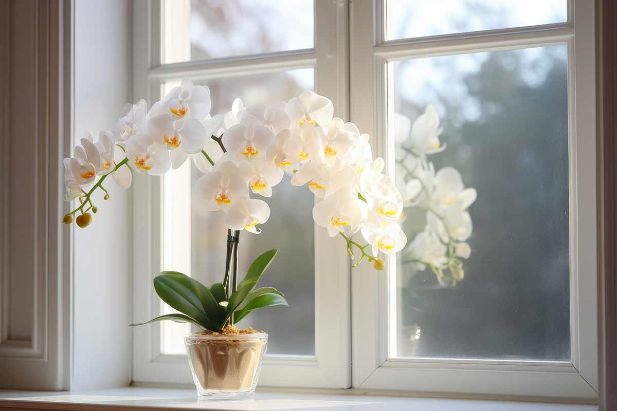 orchidea bianca in vaso