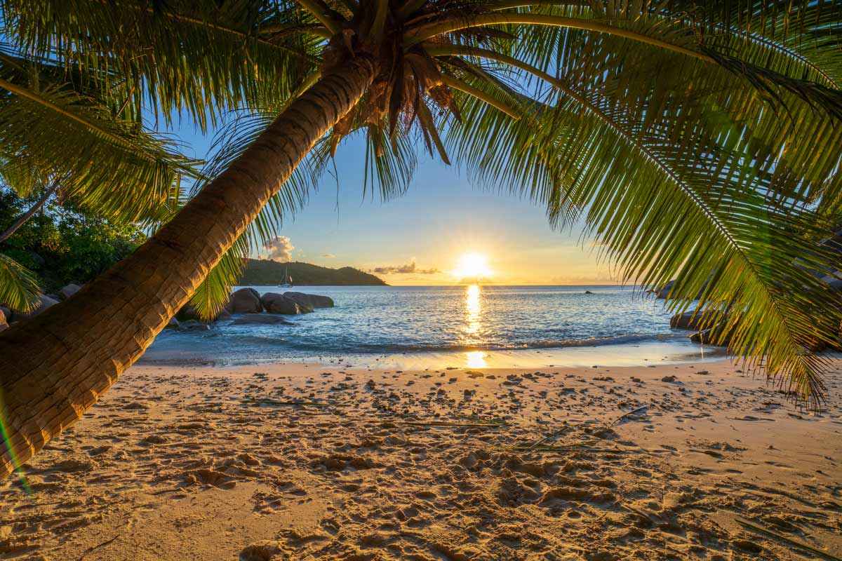 Le Seychelles al tramonto.