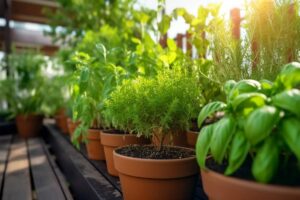 erbe aromatiche sul balcone