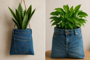 Come usare i jeans vecchi per creare borse porta-piante super stilose
