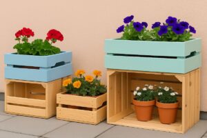 Balcone con cassette e fioriere