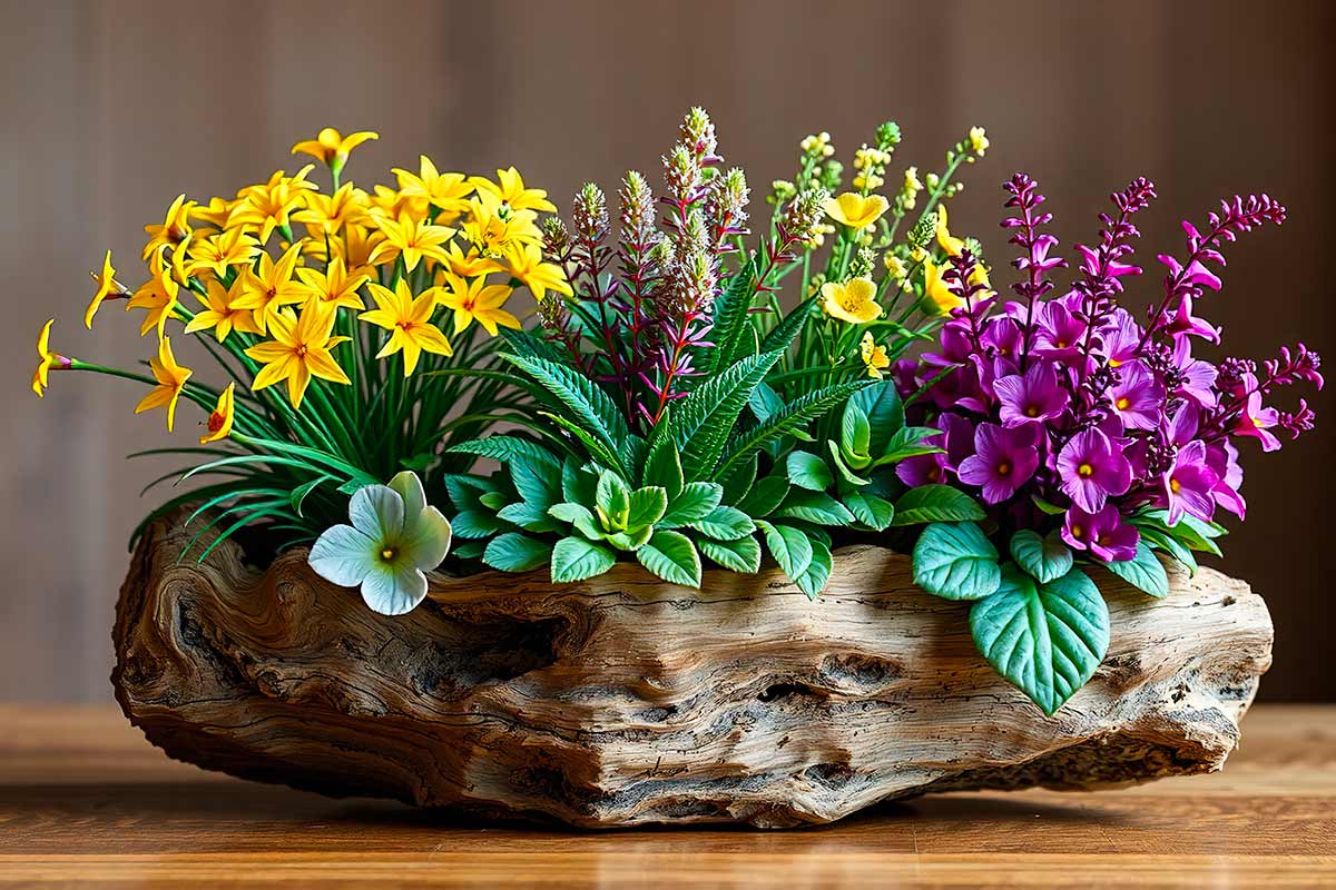vaso di fiori con tronco fai da te
