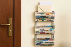 Crea un porta-lettere da ingresso con vecchie riviste arrotolate e colla vinilica