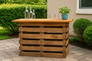Costruisci un mini-bar da esterno con due pallet e una tavola in legno