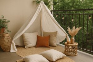 Con un vecchio lenzuolo crei una tenda boho chic perfetta per il balcone