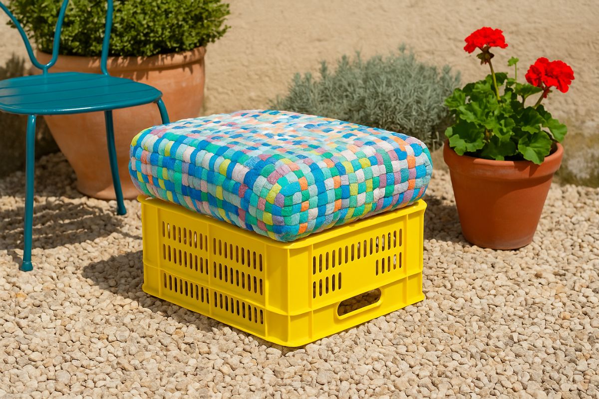 crea pouf estivi con le cassette 