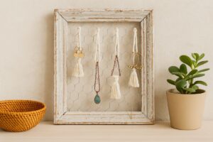 Come trasformare una cornice rotta in un portagioielli boho chic
