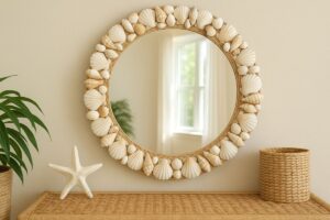 Specchio decorato con conchiglie raccolte in vacanza: il DIY perfetto di luglio