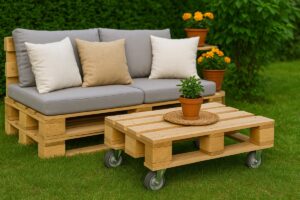 Pallet in giardino: i trucchi per trasformarli in arredi da rivista