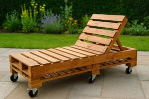 Pallet e creatività: costruisci un lettino prendisole con ruote e schienale reclinabile