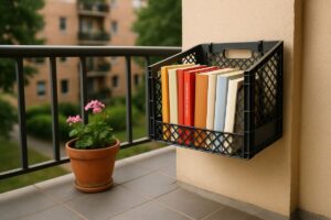 Una cassetta di plastica diventa un porta-libri da balcone in 10 minuti